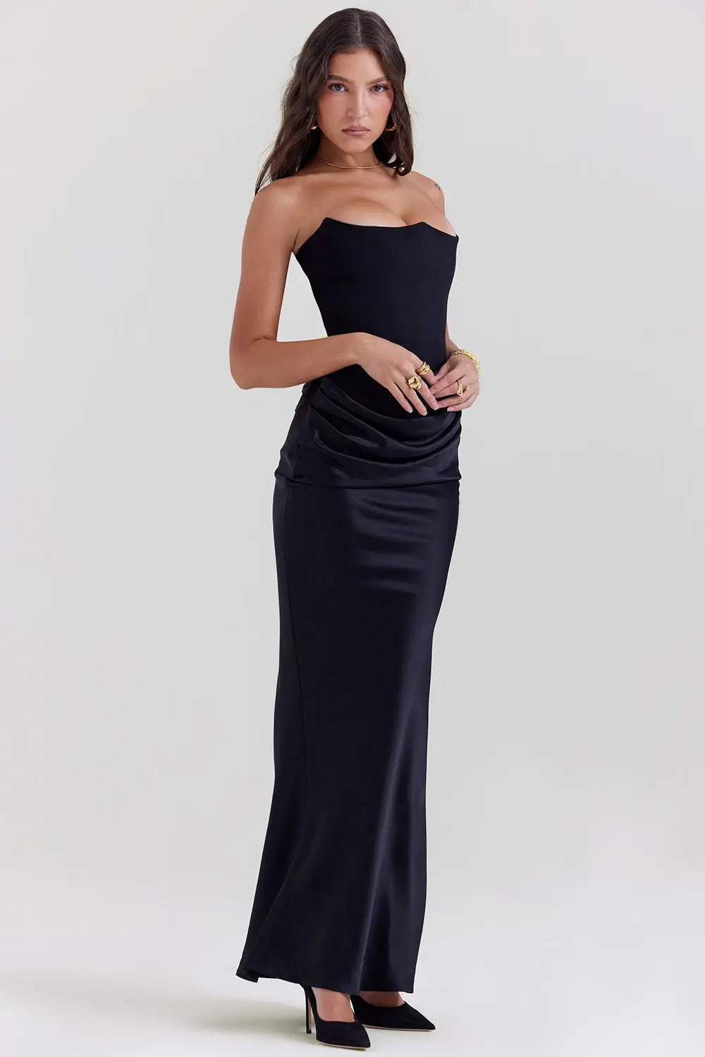 Maxi Dress | Women's Strapless Lace Gown | Formal Evening Style