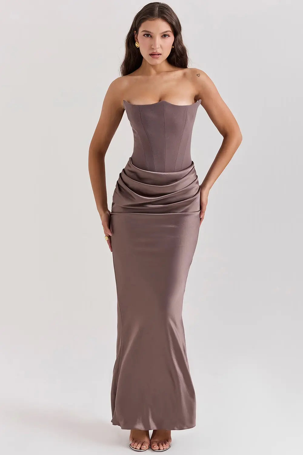 Maxi Dress | Women's Strapless Lace Gown | Formal Evening Style