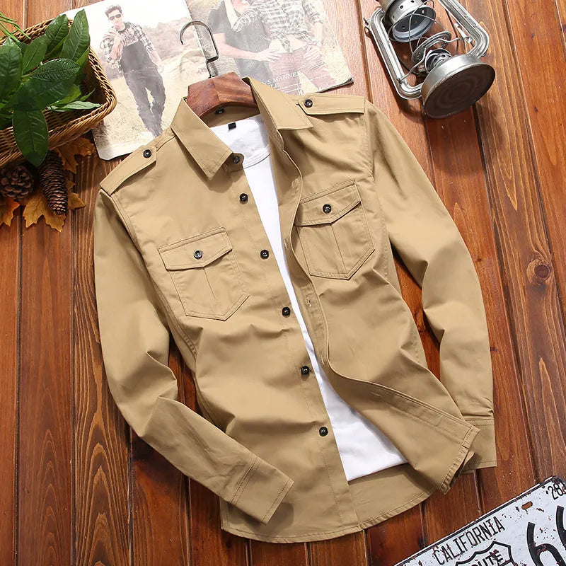 Delphine | Military-Inspired Woven Tactical Field Shirt