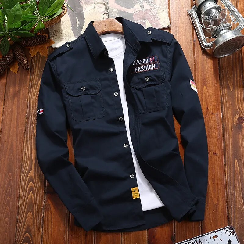 Delphine | Military-Inspired Woven Tactical Field Shirt