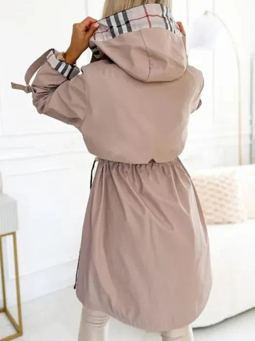 Women waterproof hooded rain jacket lightweight windproof zip coat