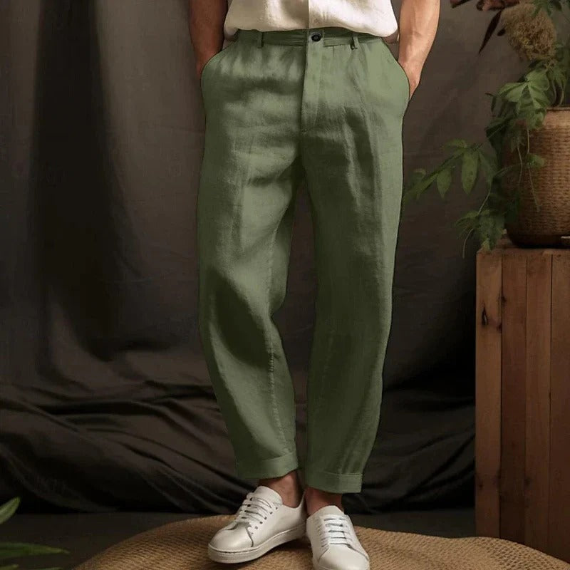 Men's Linen Pants | Breathable, Lightweight | Khaki, White, Green, Black