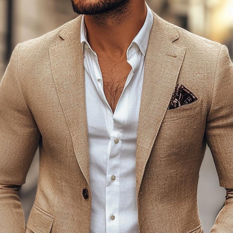 Men slim fit two button blazer with notch lapel structured silhouette