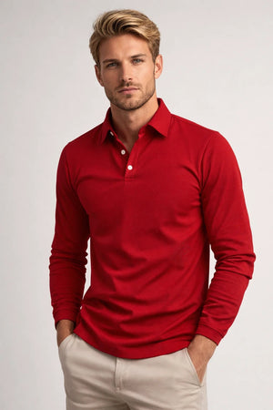 Men's Polo Shirt | Long Sleeve, Classic Collar | Casual