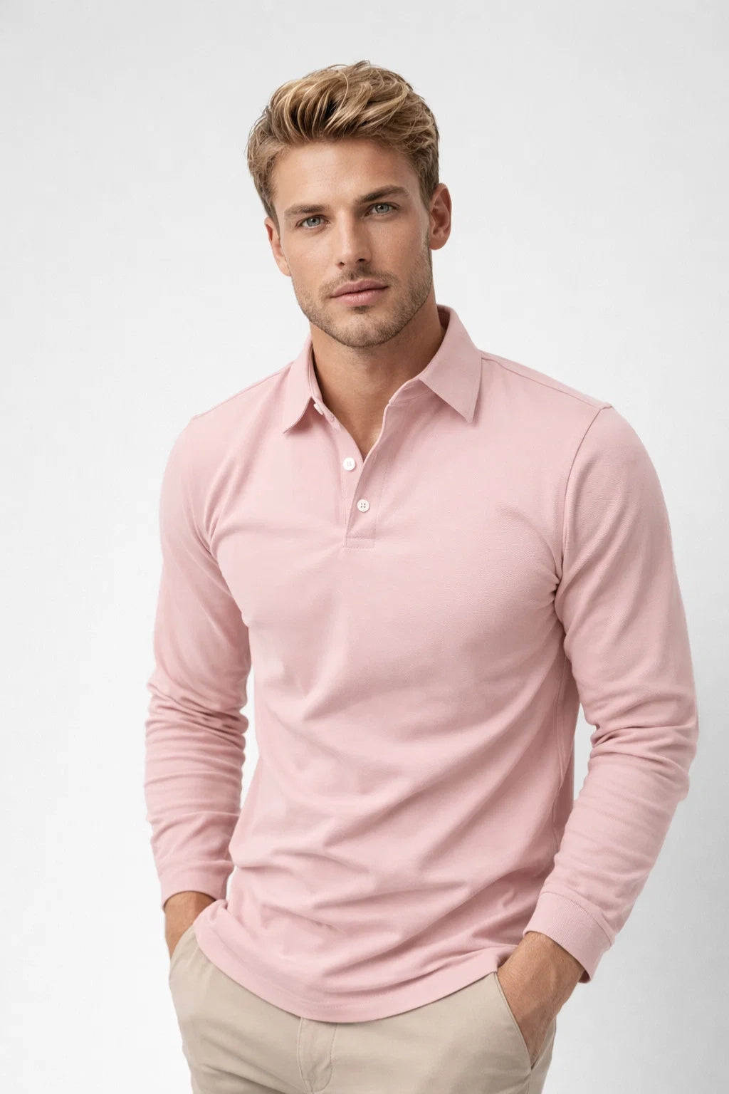 Men's Polo Shirt | Long Sleeve, Classic Collar | Casual