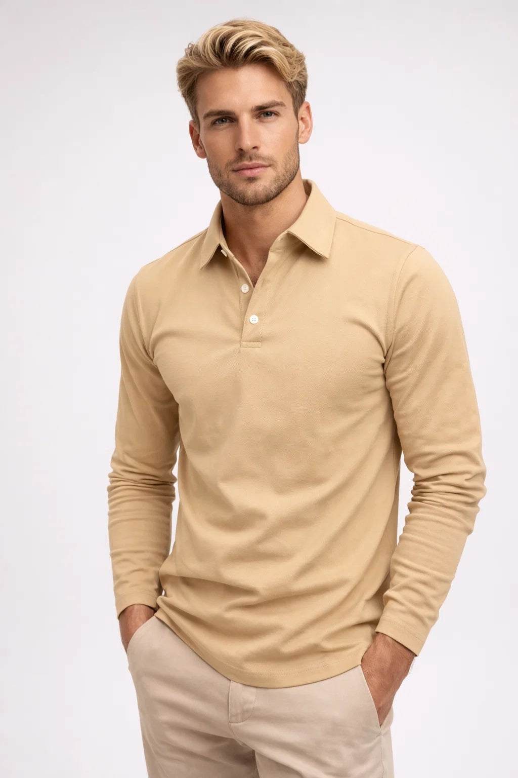 Men's Polo Shirt | Long Sleeve, Classic Collar | Casual