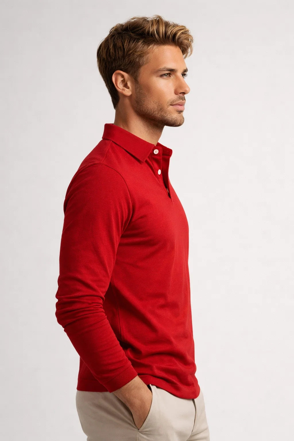 Men's Polo Shirt | Long Sleeve, Classic Collar | Casual