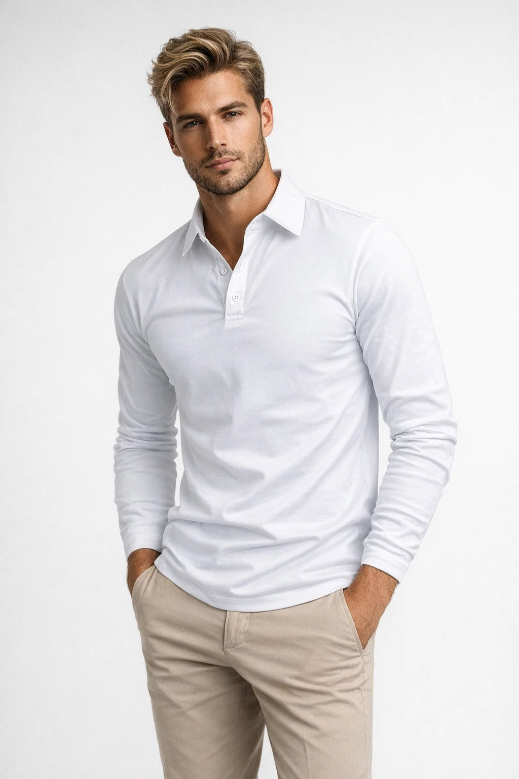 Men's Polo Shirt | Long Sleeve, Classic Collar | Casual