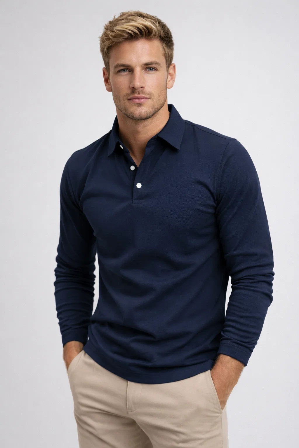 Men's Polo Shirt | Long Sleeve, Classic Collar | Casual