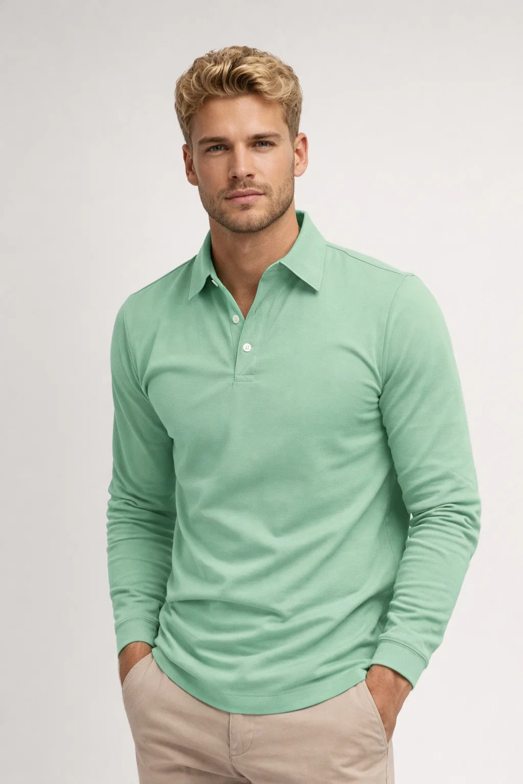 Men's Polo Shirt | Long Sleeve, Classic Collar | Casual