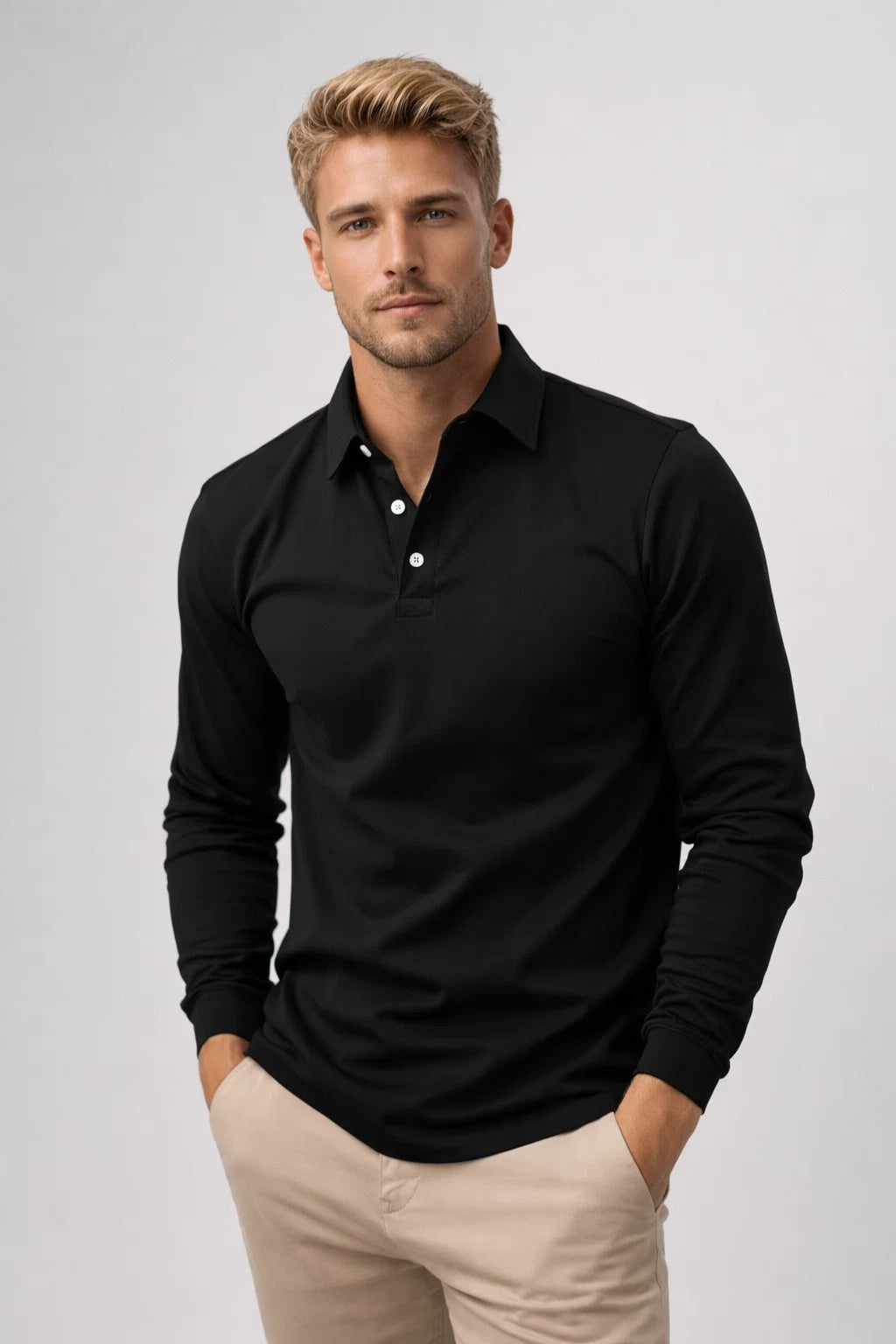 Men's Polo Shirt | Long Sleeve, Classic Collar | Casual
