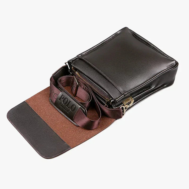 Men's Leather Bag | Secure Compartments, Shoulder Strap | Black, Brown