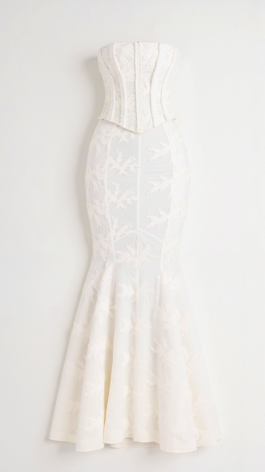 Corset Lace Maxi Dress | Strapless Bustier | White