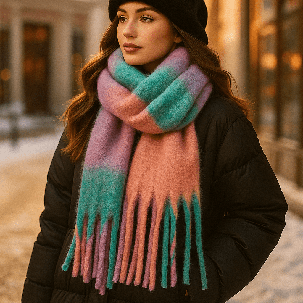 Chunky Winter Scarf | Colourful, Warm Knitwear | Soft Wrap for Cold Weather