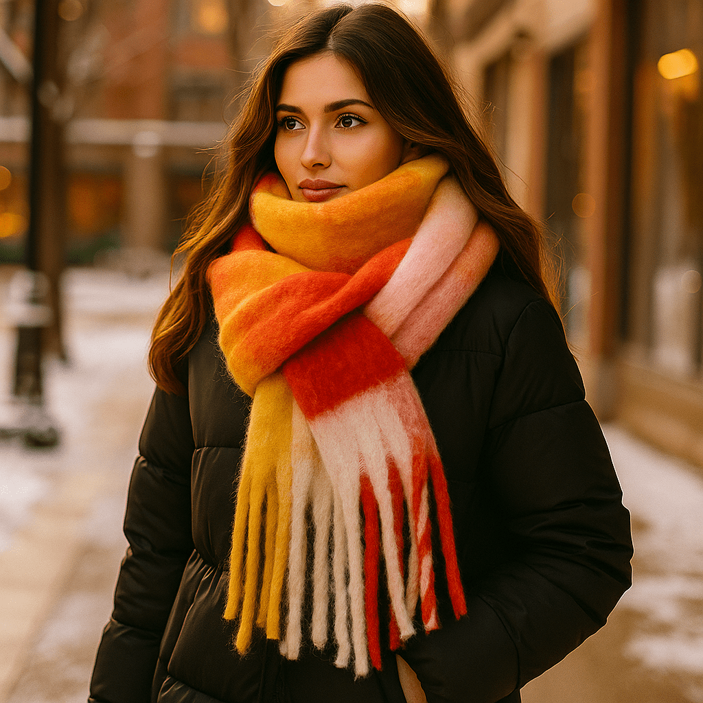 Chunky Winter Scarf | Colourful, Warm Knitwear | Soft Wrap for Cold Weather