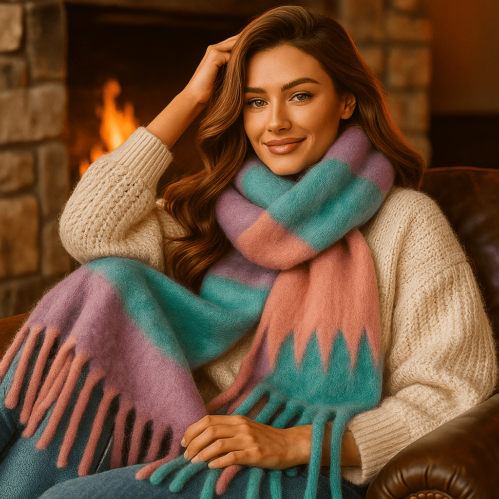 Chunky Winter Scarf | Colourful, Warm Knitwear | Soft Wrap for Cold Weather
