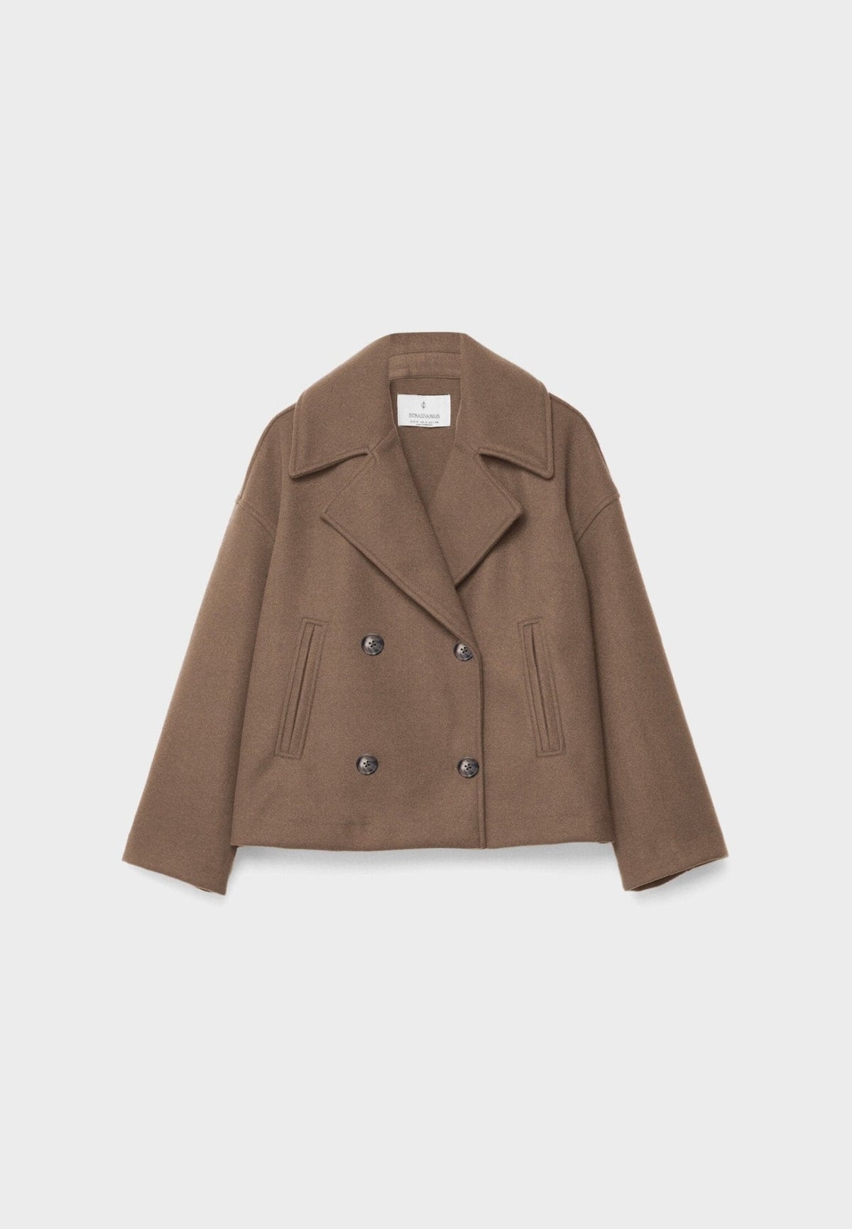 Women tailored short jacket clean lines modern structured silhouette