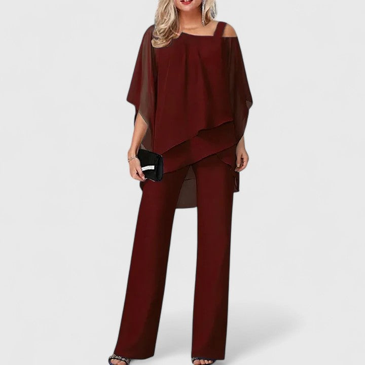 Women's Clothing Sets | 2 Piece Pant Set, Chiffon Blouse | Elegant Evening Outfit