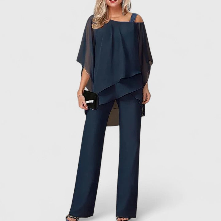Women's Clothing Sets | 2 Piece Pant Set, Chiffon Blouse | Elegant Evening Outfit