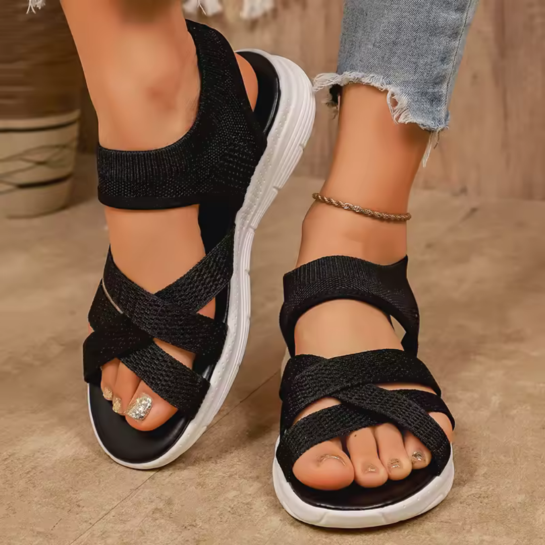 Women's Plateau Sandals | Knit Upper, Rubber Sole | Cushioned