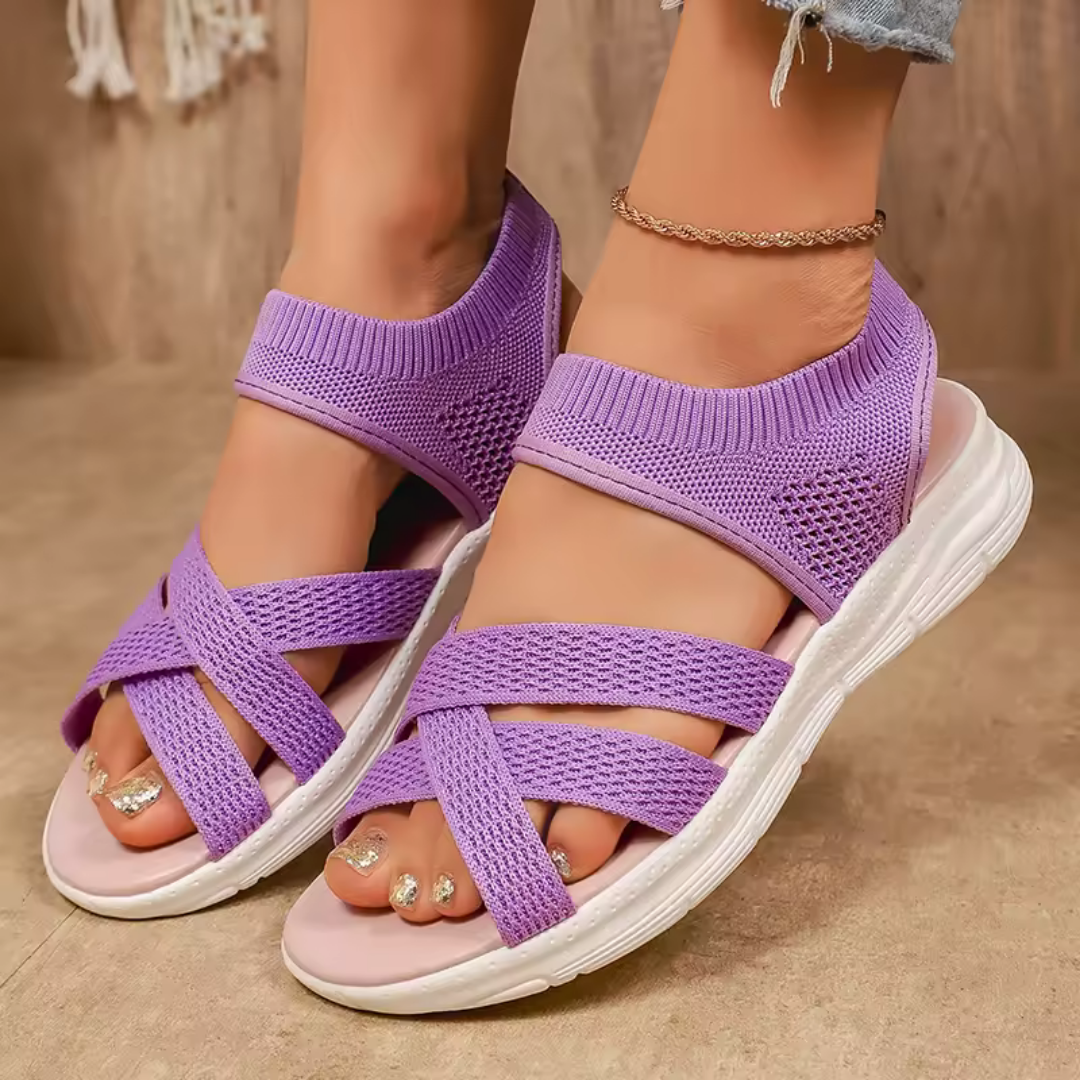 Women's Plateau Sandals | Knit Upper, Rubber Sole | Cushioned
