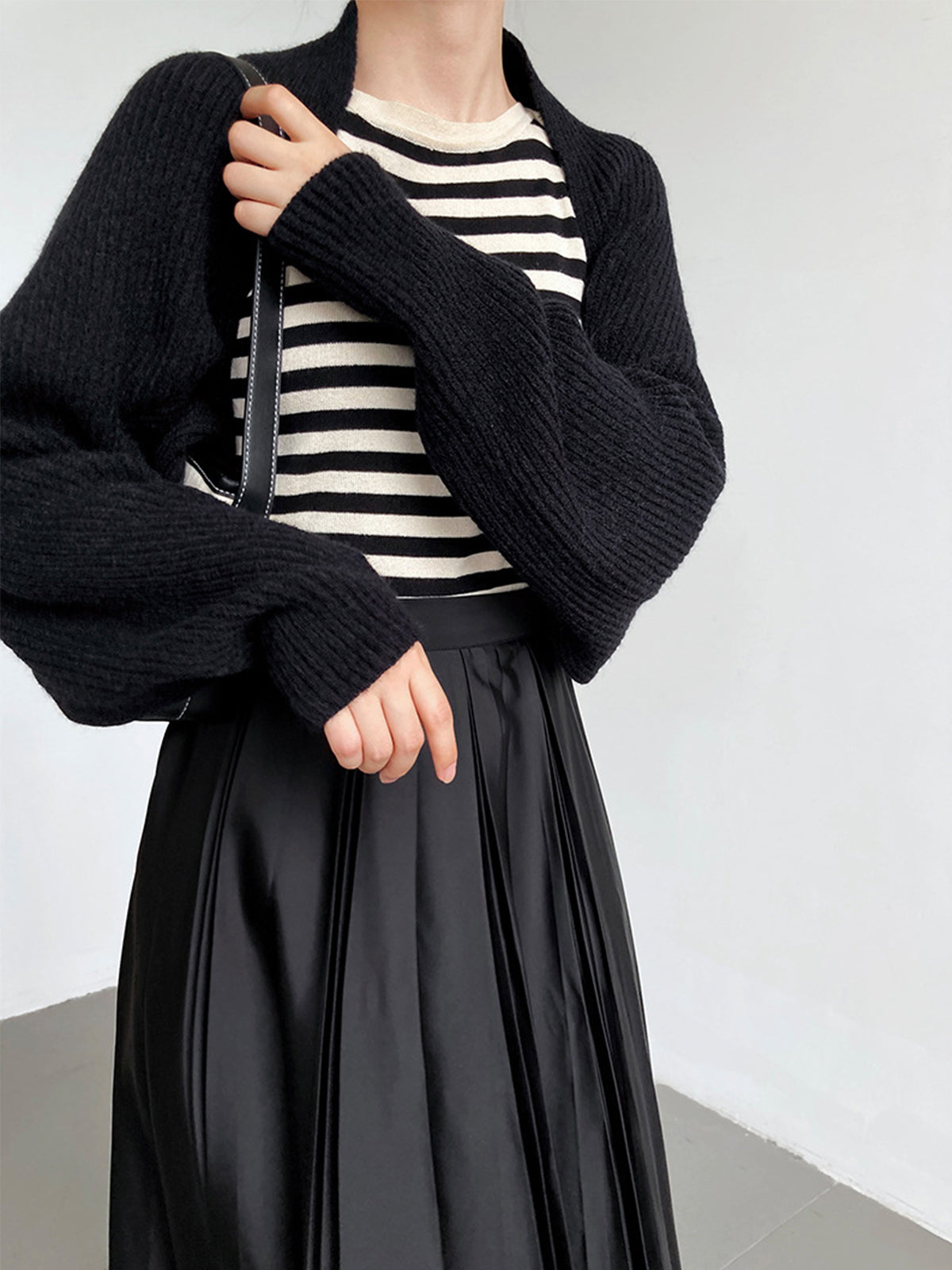 Women knit open front shrug sweater casual layering piece
