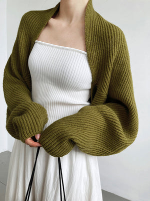 Women Knit Open Front Shrug Sweater