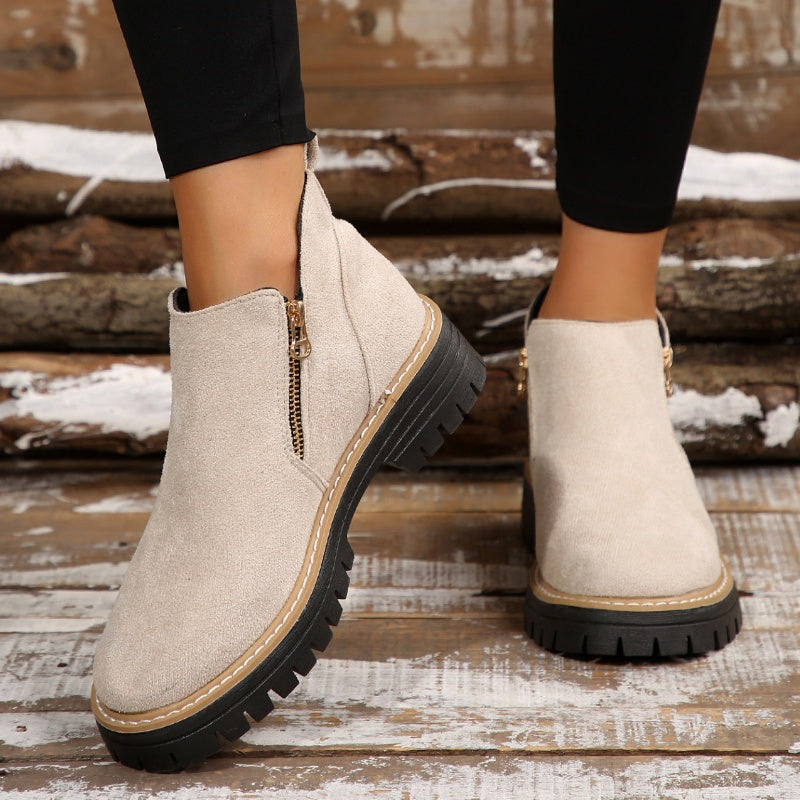 Womens Lined Ankle Boots Winter Water Resistant Non Slip Sole