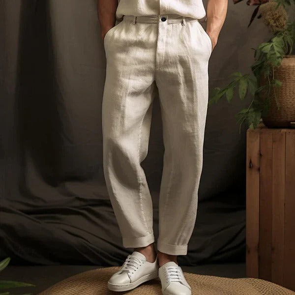 Men's Linen Pants | Breathable, Lightweight | Khaki, White, Green, Black