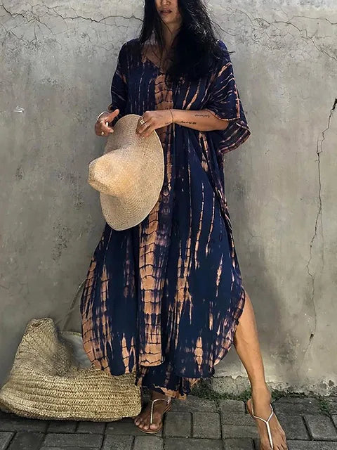 Linen Loose Summer Dress | Kaftan Maxi, Plus Size | Beach Style