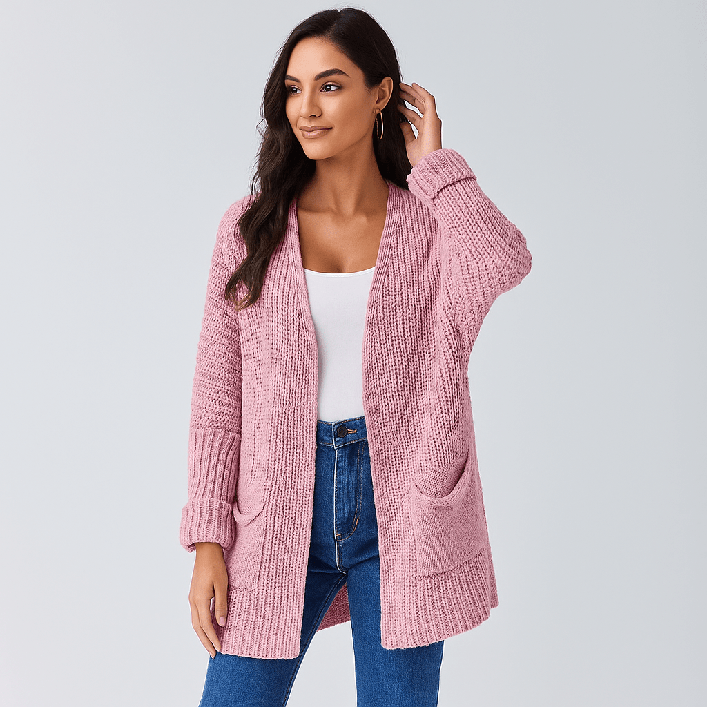 Structural Open Cardigan - Relaxed Fit - Pocket Details - Comfort Style