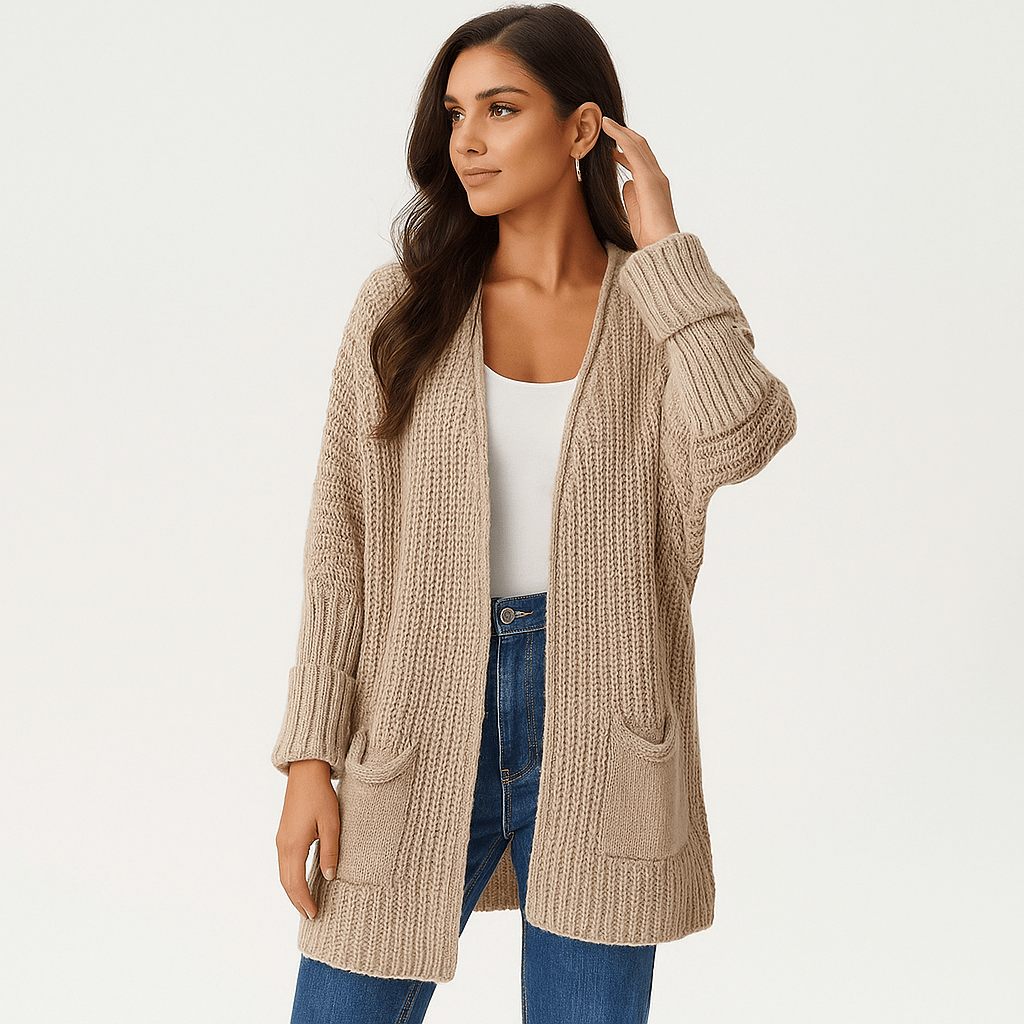 Structural Open Cardigan - Relaxed Fit - Pocket Details - Comfort Style