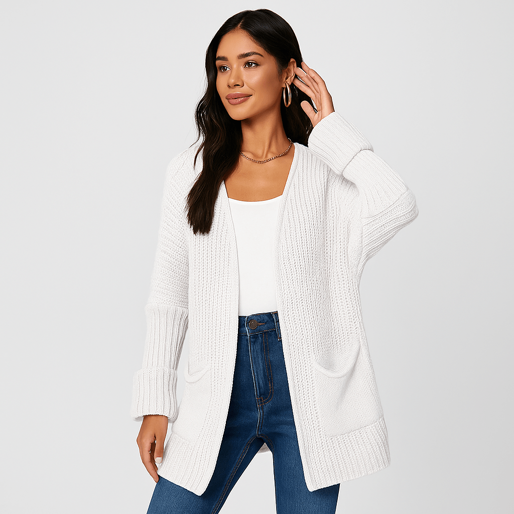 Structural Open Cardigan - Relaxed Fit - Pocket Details - Comfort Style