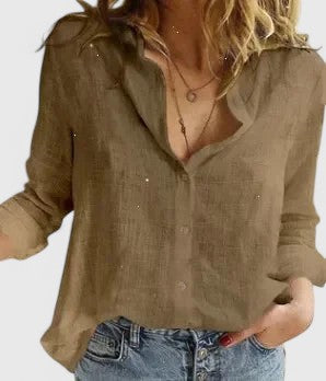Women's Linen Blouse | Cotton Blend, Button-Down | Breathable