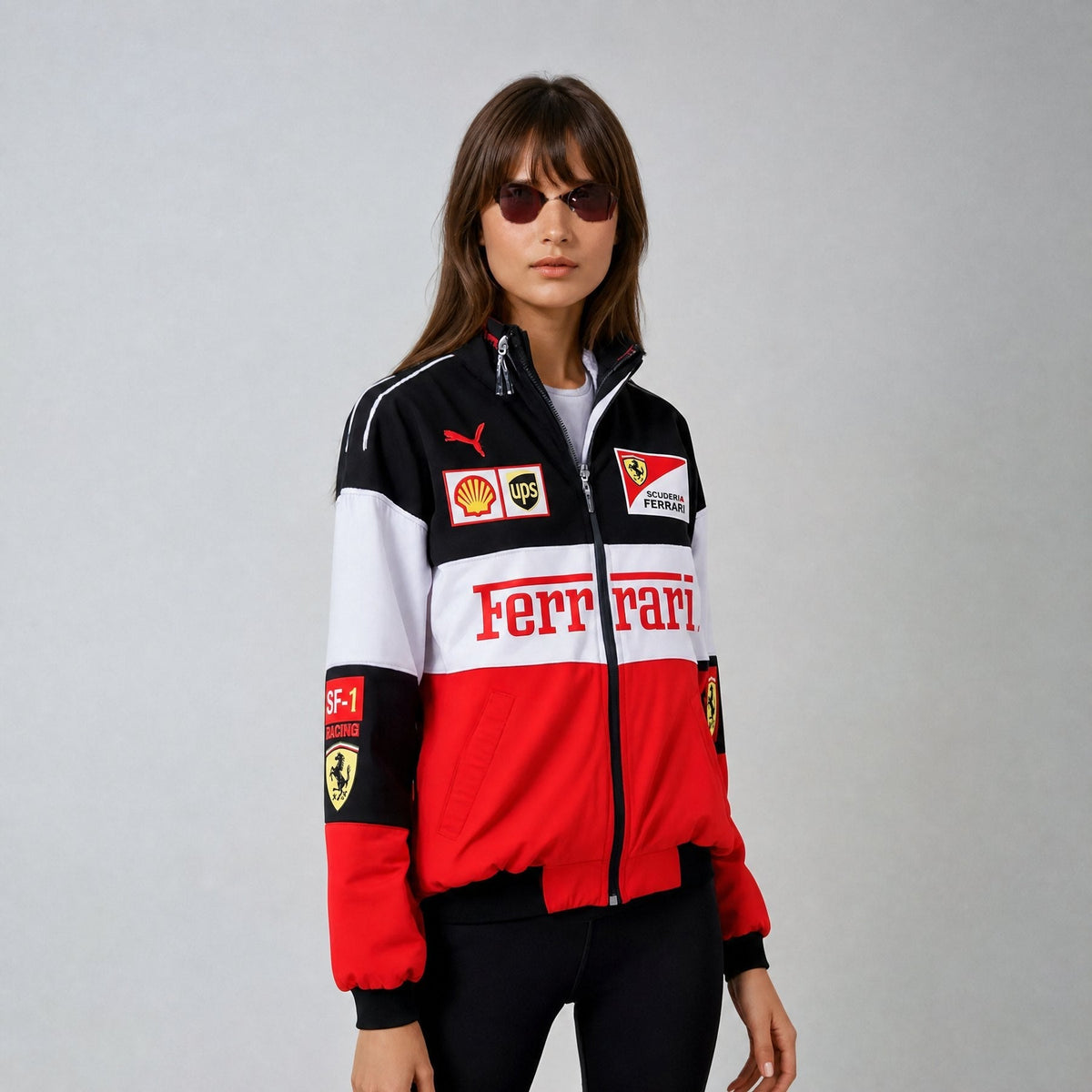 Unisex racing puffer jacket retro vintage motorsport style