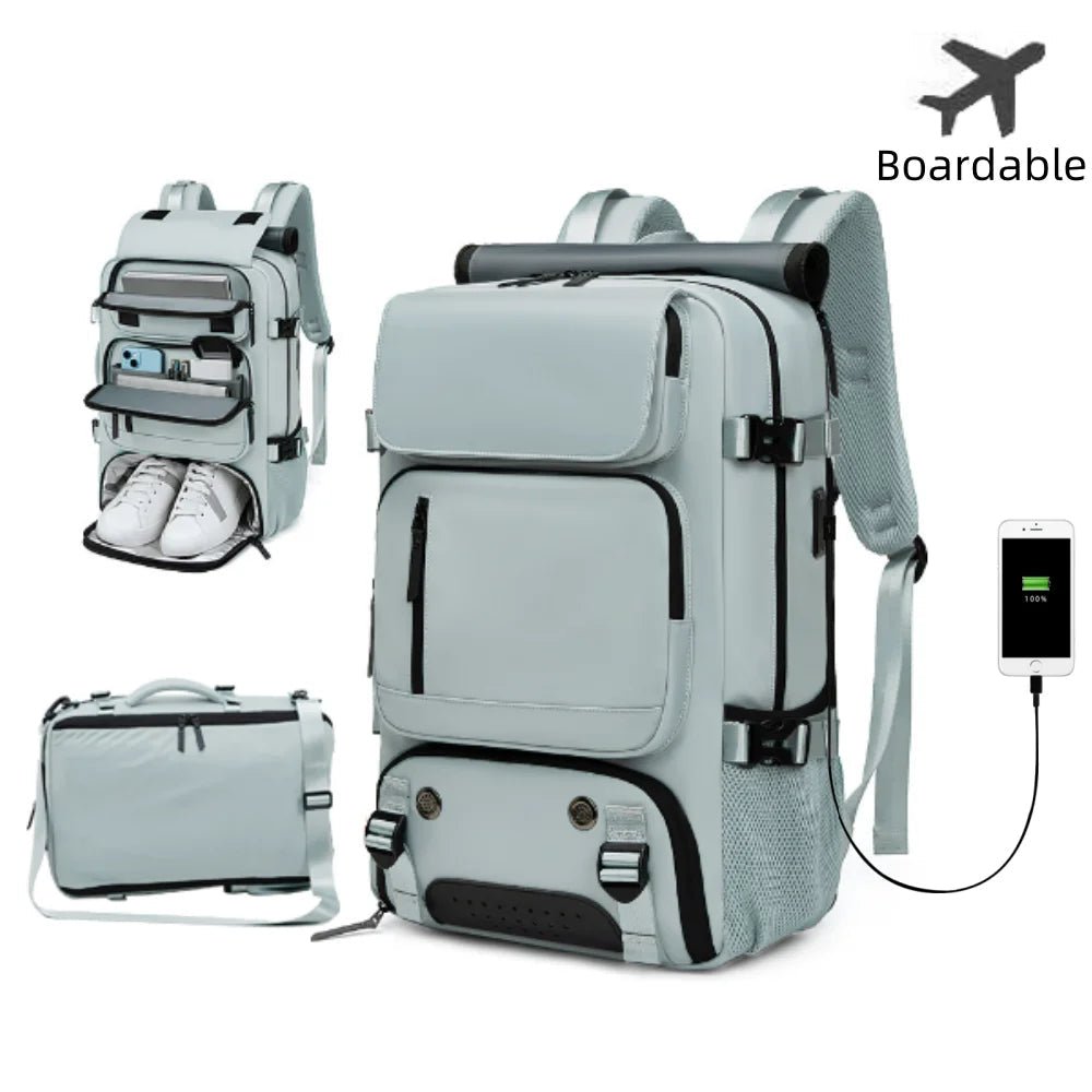 Travel Backpack | Waterproof, USB Port, Shoe Compartment, Anti-theft Pocket