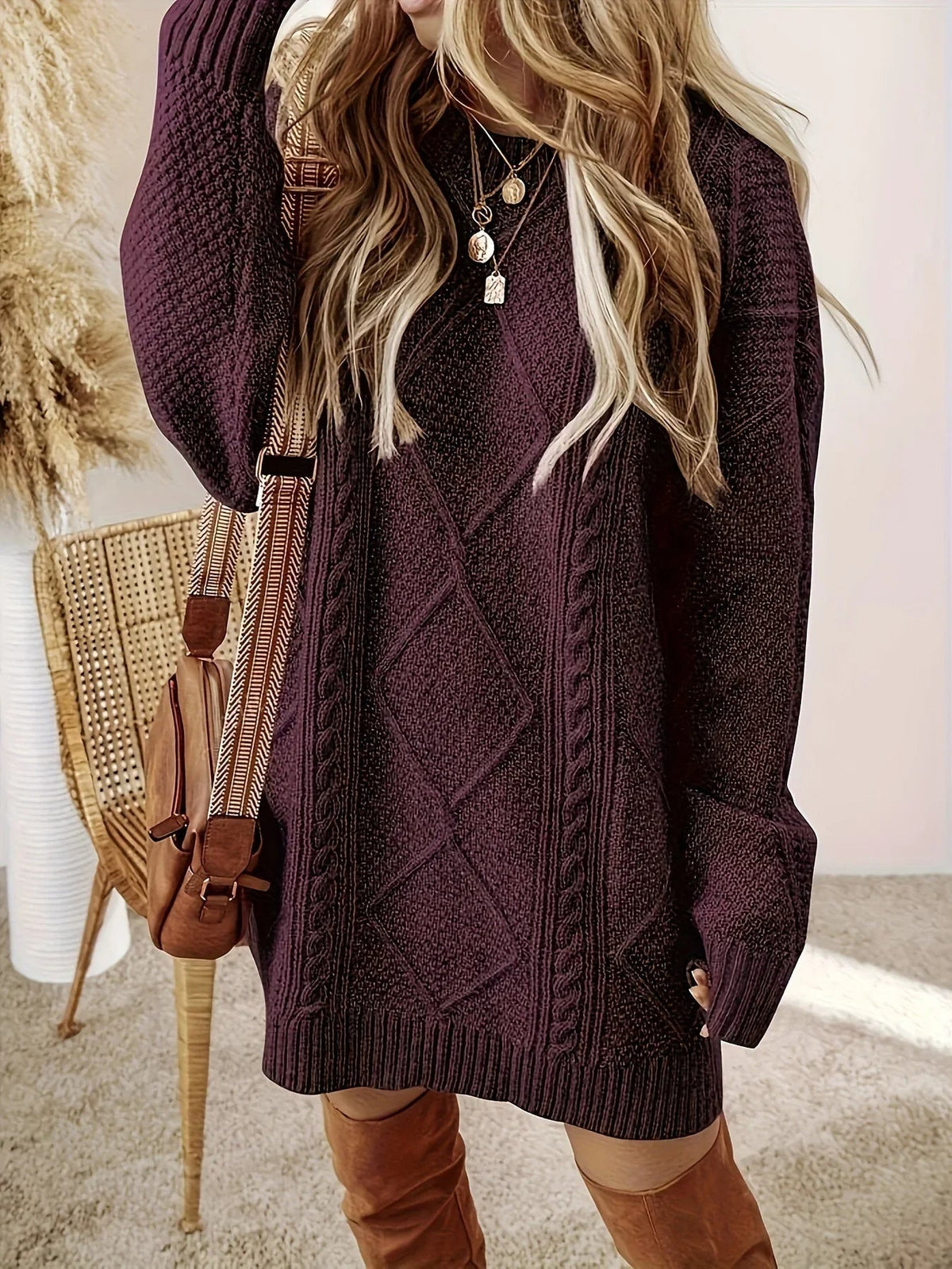 Jumper Dress | Cable Knit, Oversized Fit | Women’s Cozy Knitwear