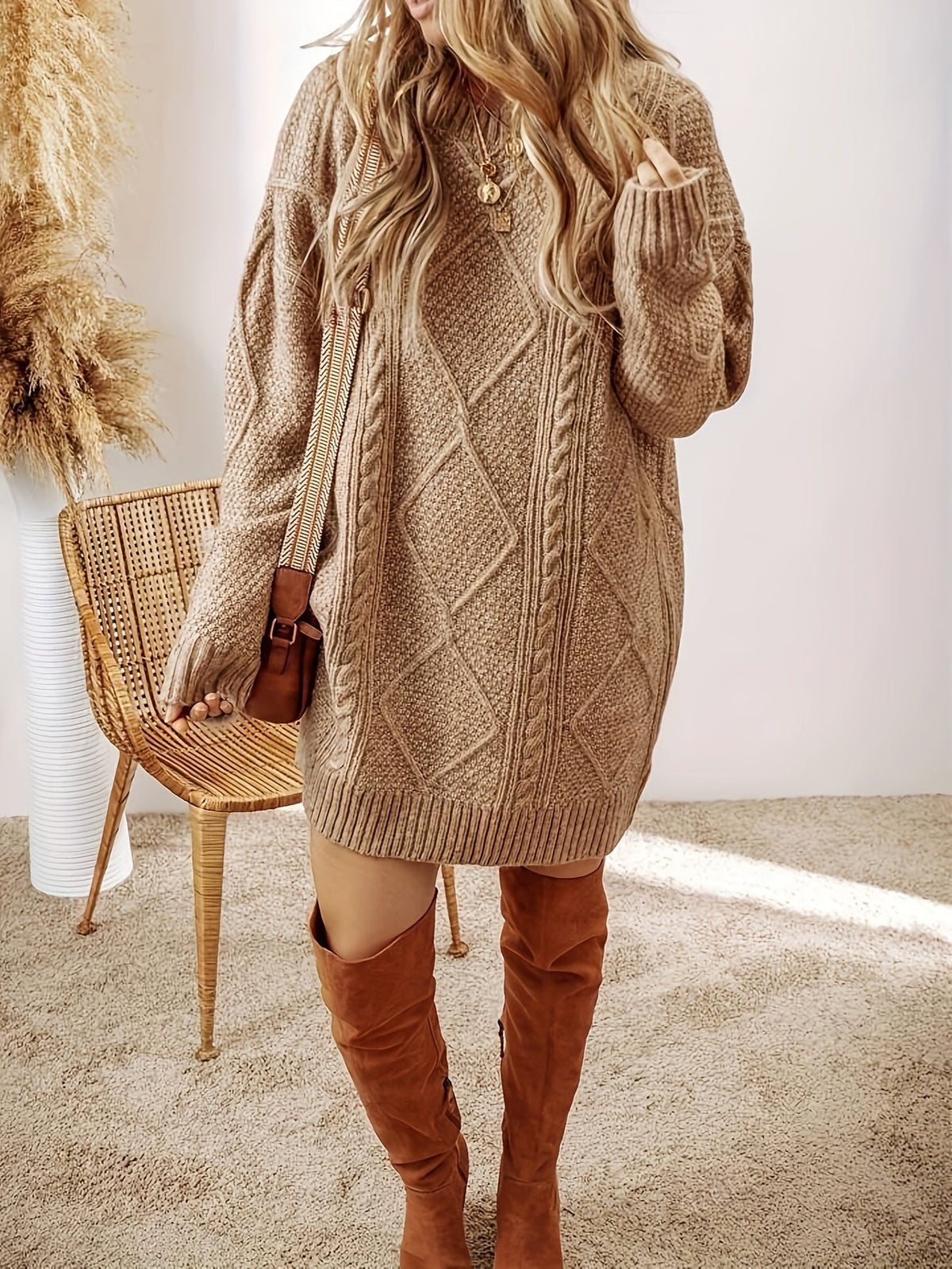 Jumper Dress | Cable Knit, Oversized Fit | Women’s Cozy Knitwear