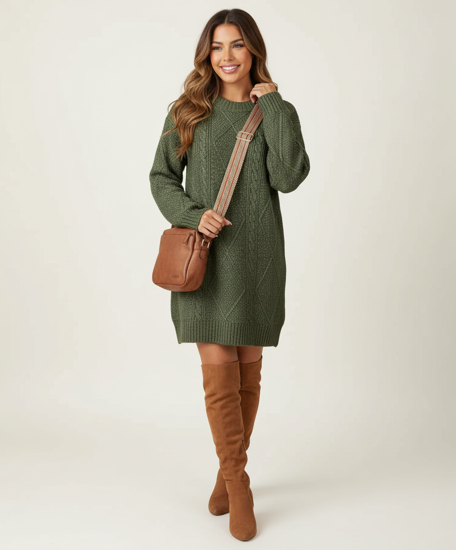 Jumper Dress | Cable Knit, Oversized Fit | Women’s Cozy Knitwear