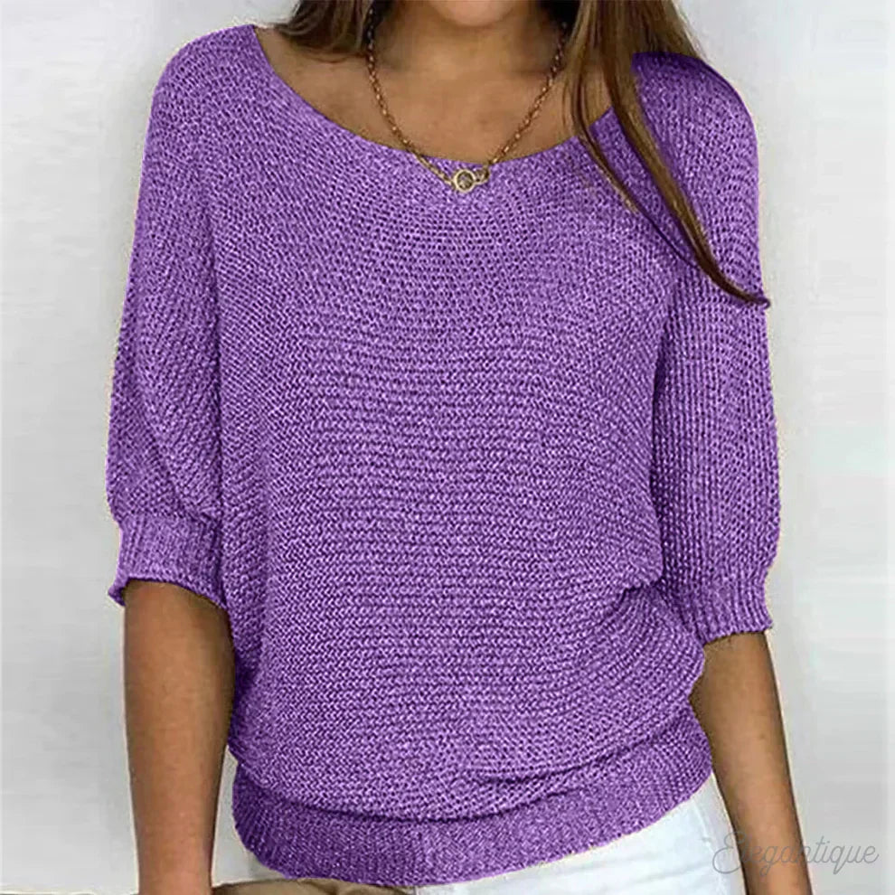 Women knit sweater with cable pattern, soft cosy fit
