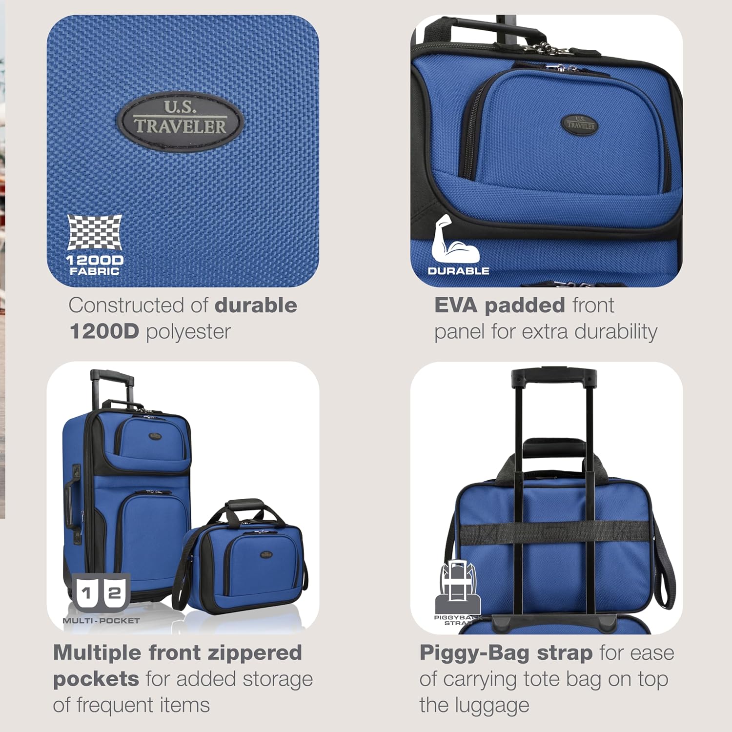 2-piece luggage set | Soft, expandable | Rolling wheels