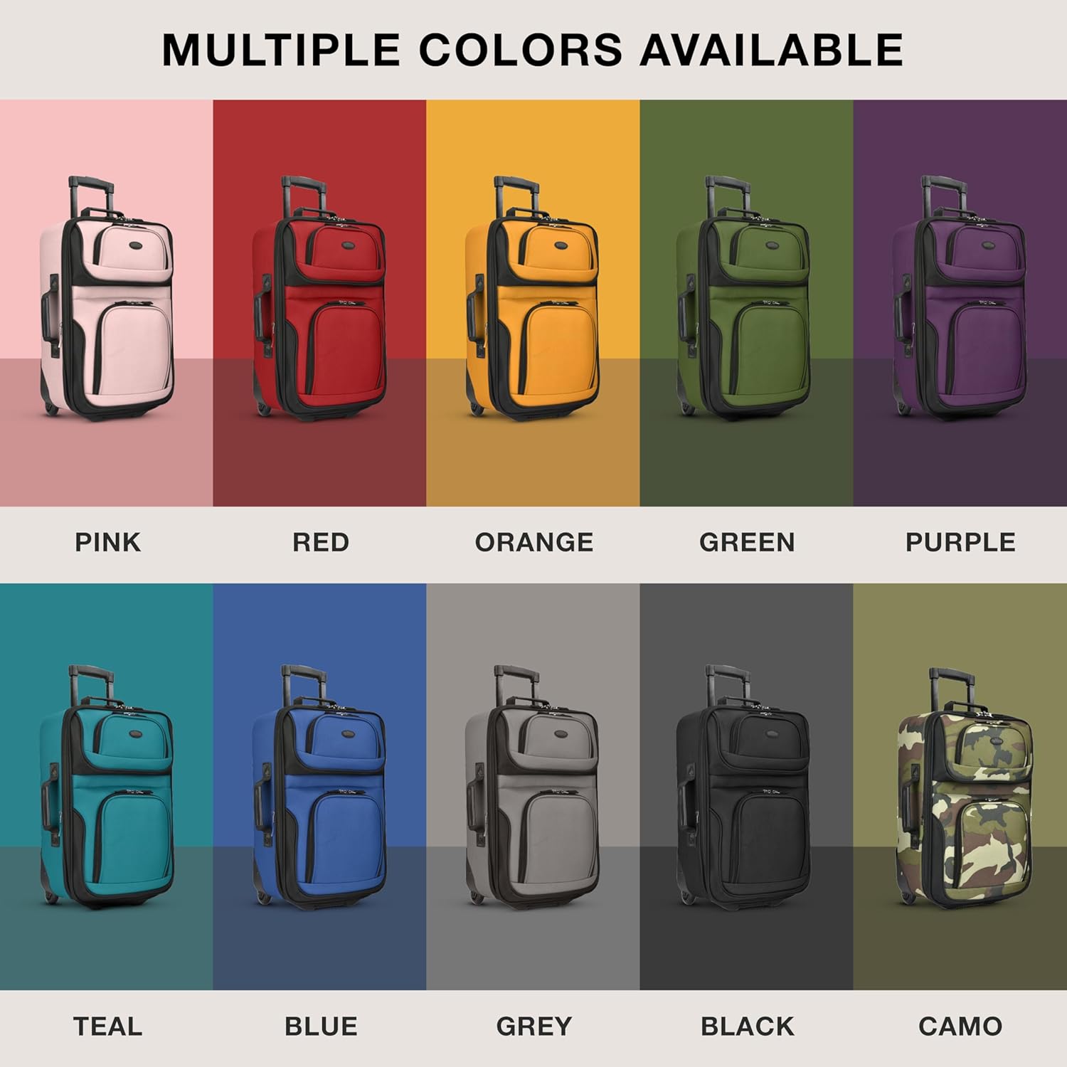 2-piece luggage set | Soft, expandable | Rolling wheels