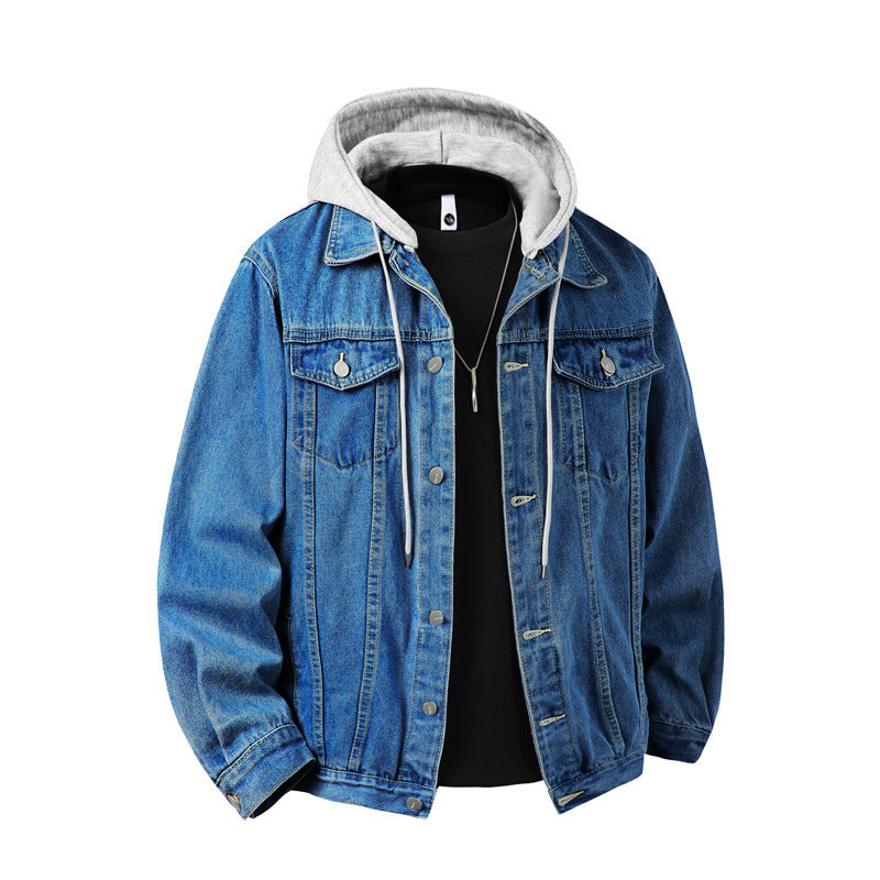 Men hooded jacket with chest pockets regular fit casual