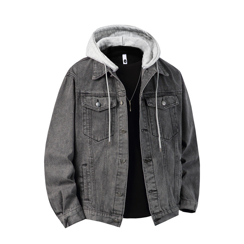 Men hooded jacket with chest pockets regular fit casual