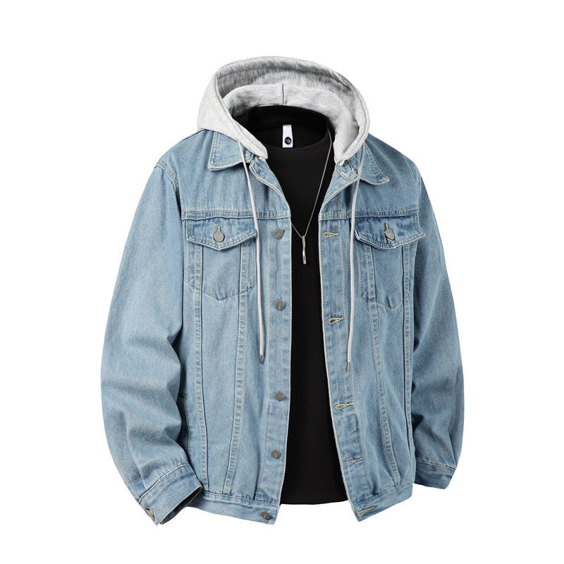 Men hooded jacket with chest pockets regular fit casual