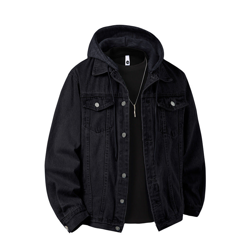 Men hooded jacket with chest pockets regular fit casual