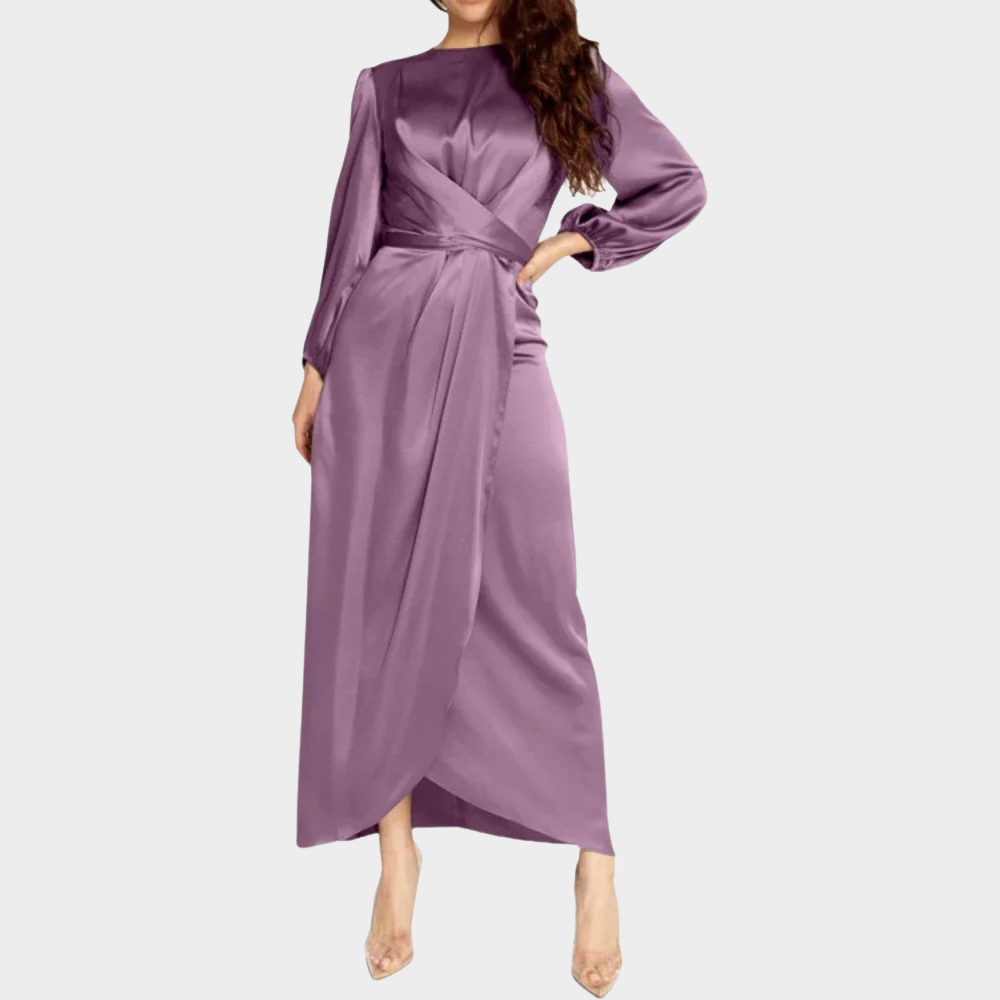 Evening Dress | Long Satin, Flattering Fit | Elegant Wear