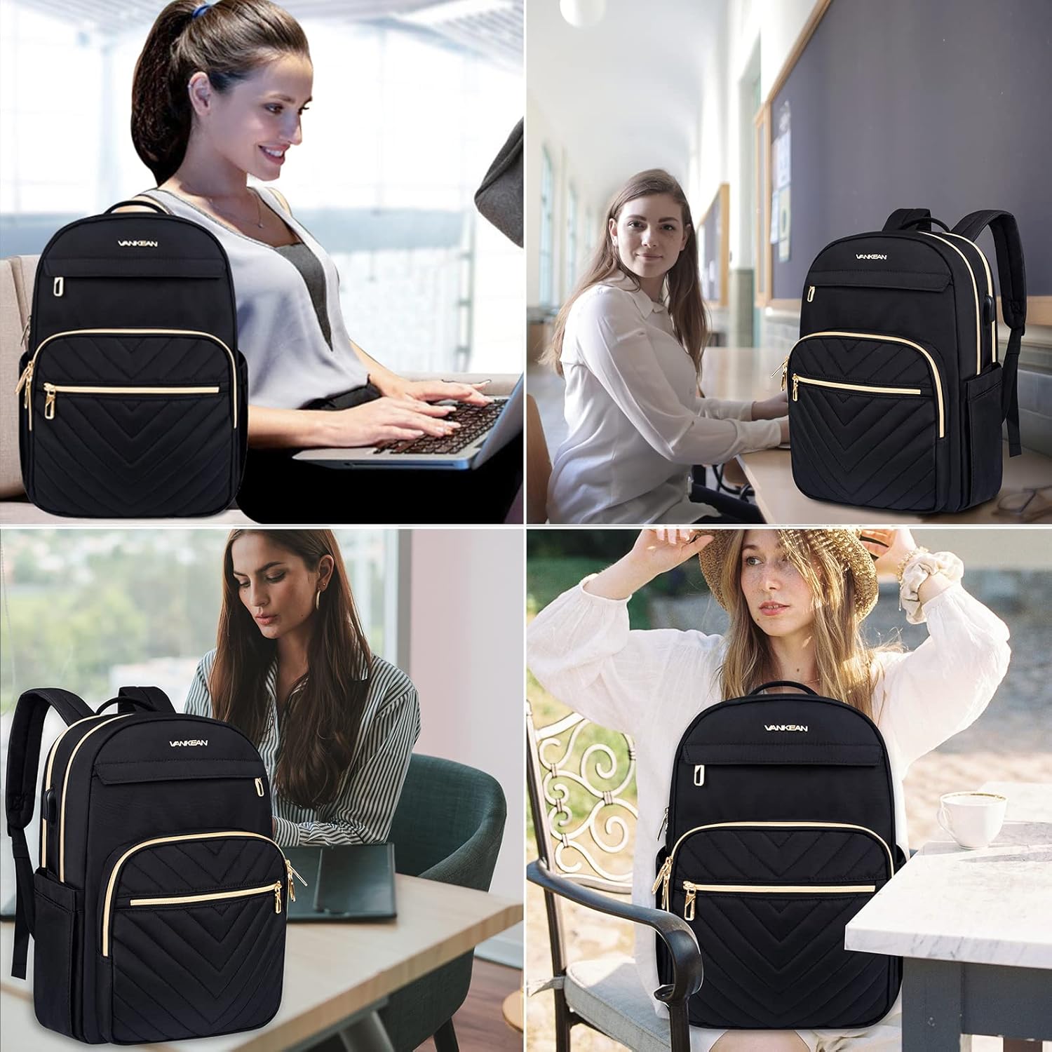 Laptop Backpack for Women | Waterproof, USB Charging, 15.6 Inch
