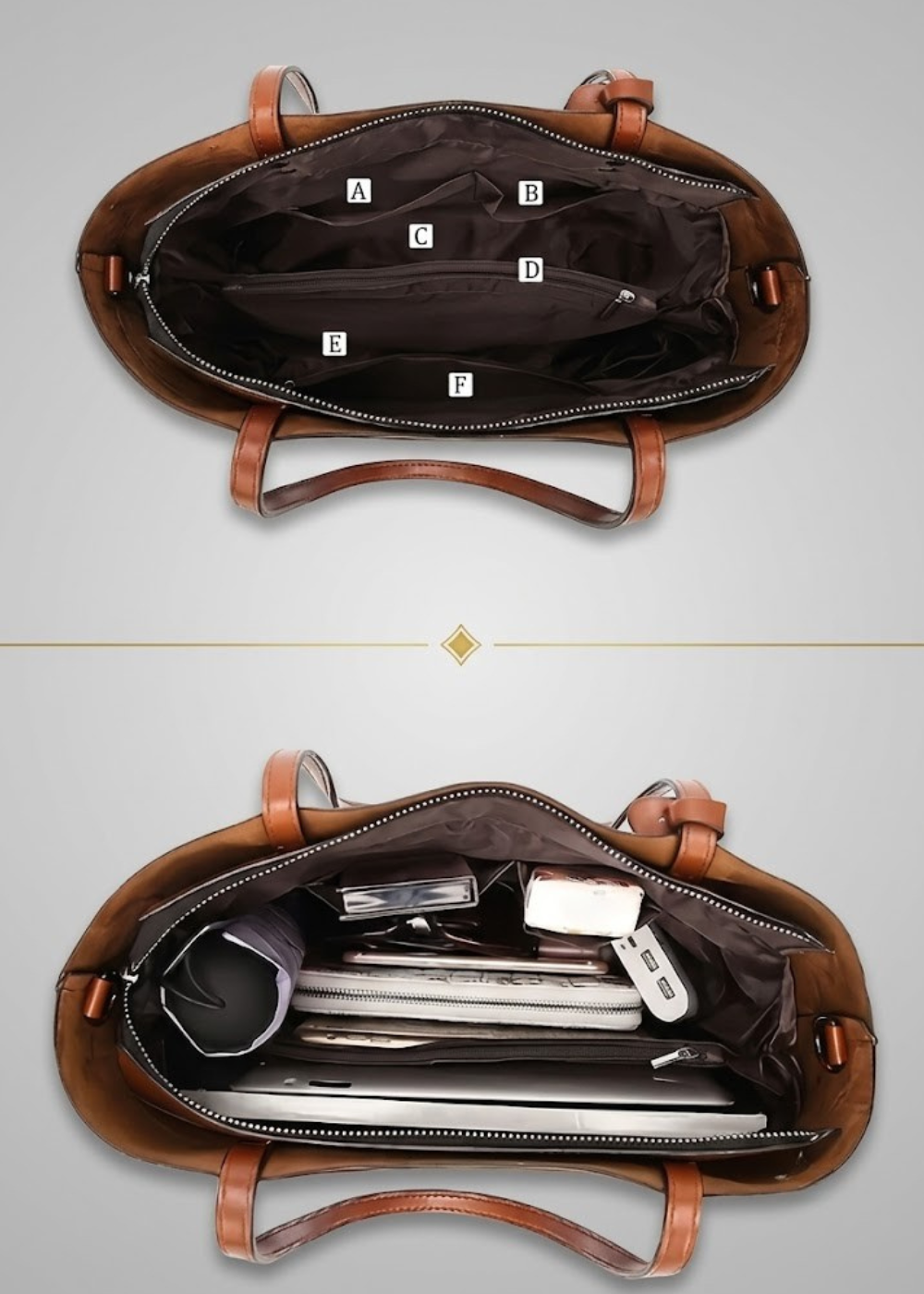 Vegan Leather Work Tote | Vintage Patina, Laptop Bag