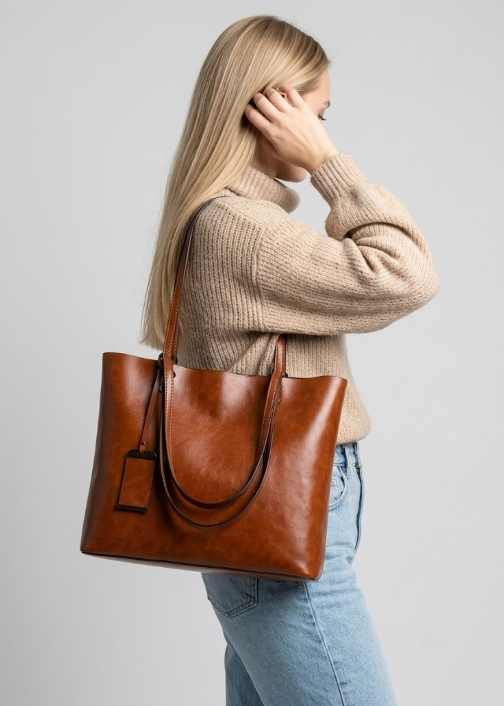 Vegan Leather Work Tote | Vintage Patina, Laptop Bag